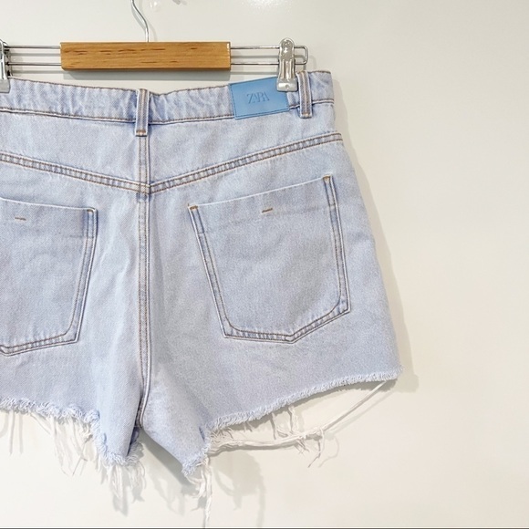 Zara High Rise Distressed Denim Shorts - Picture 8 of 15